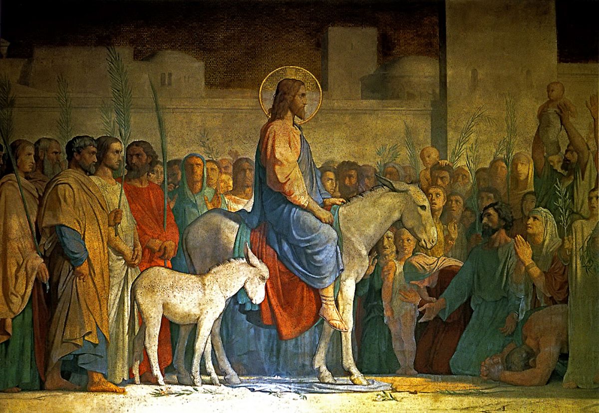 Jeesus ratsailla palmusunnuntaina