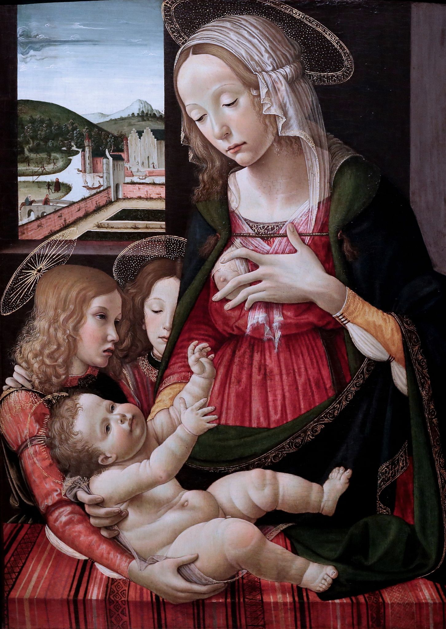 Neitsyt Maria imettää Jeesus-vauvaa